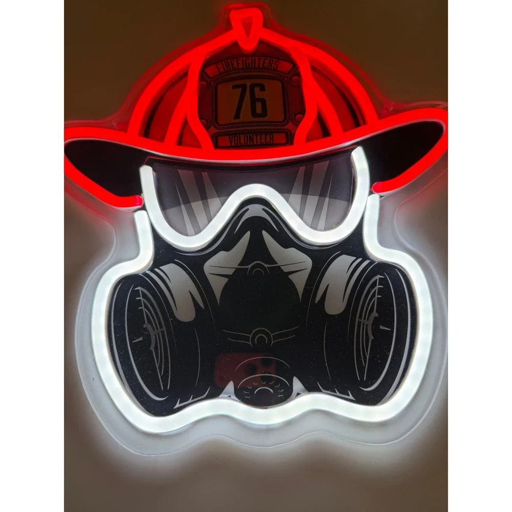 Volunteer Firefighter 76 LED Neon Sign USB Powered Wall Decor Light Red White